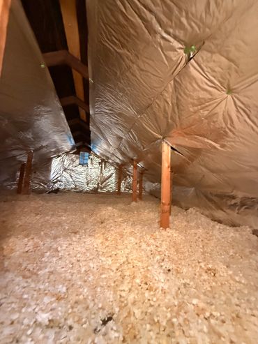 Radiant barrier installation in attic